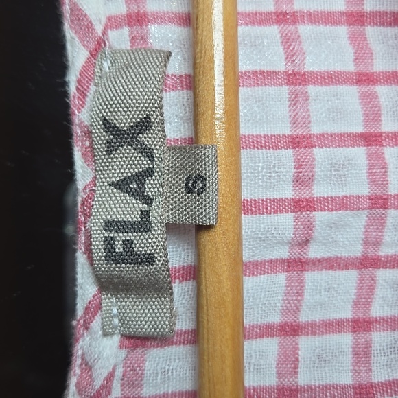 Flax Linen Gingham Checkered Boxy Short Sleeved Crew Kneck Tunic Shirt NWOT - Picture 8 of 10